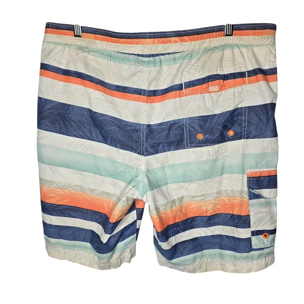 Men's Tommy Bahama Relax Multicolor Stripe Swim Trunks Size Large